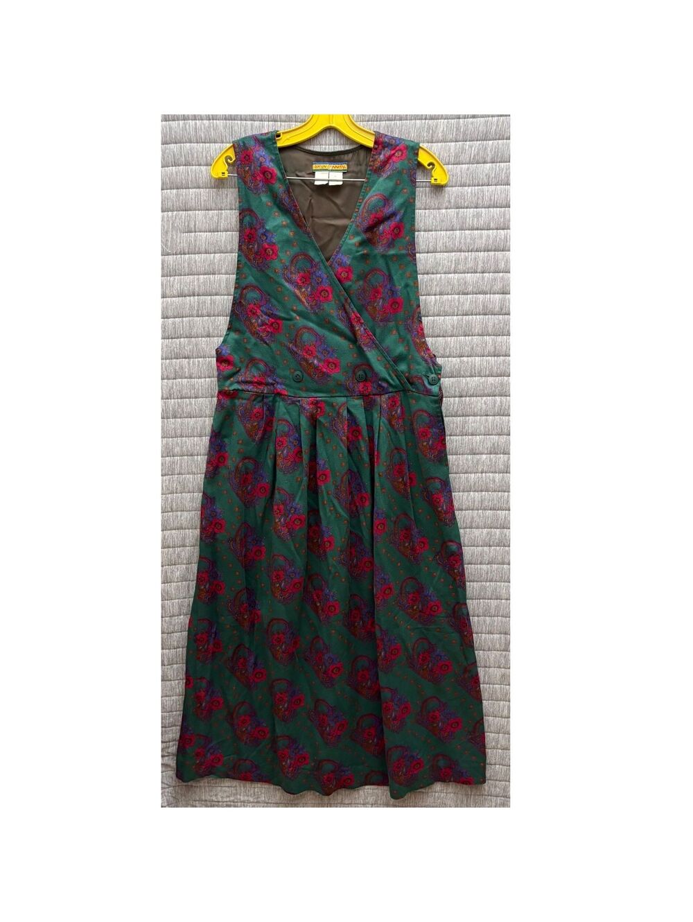 Bryn Connelly Vintage Rayon Floral Paisley Dress Size 8 Teacher Vibes Green Pink